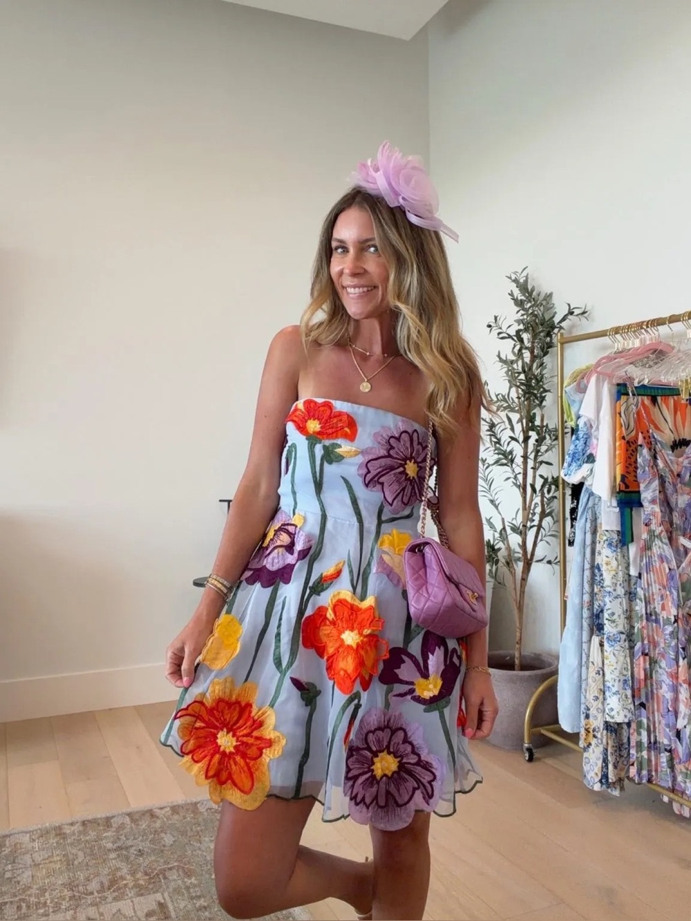 NWT $248 By Anthropologie Blue Floral Organza Mini Dress XL